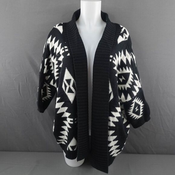 Love Spray Womens Cardigan Sweater One Size Black Western Aztec Wrap Lounge Cozy - Picture 1 of 9